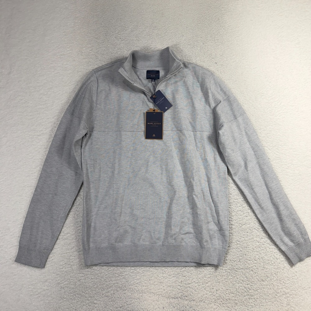 Marc Asher New York Men's Quarter Zip Sweater Grey Size XL NWT 78$ MAW-33085